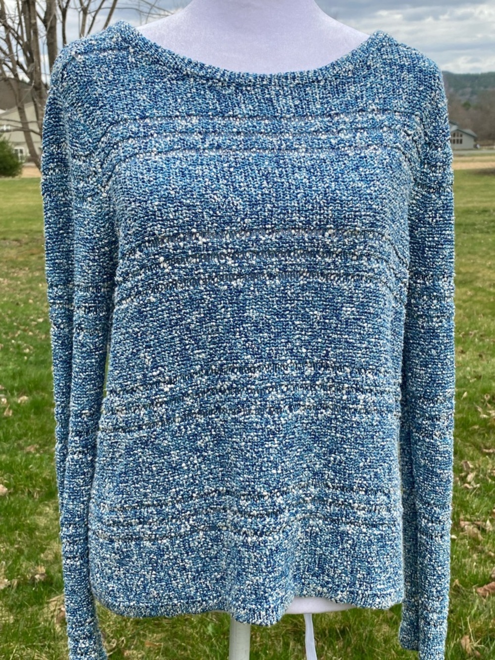 rag & bone Blue Marled Scoop Neck Sweater Size Small
